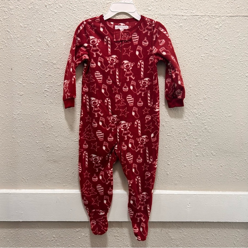 Jingles & Joy Girls Footie Christmas Elf Pajamas NWOT 18 Months